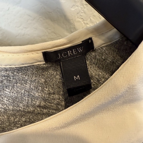 JCrew Peter Pan collar gray cream silk trim Medium - Picture 3 of 8